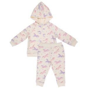 Angel Dear 2pc French Terry Zip Up Hoodie and Jogger Pant Set Dreamy Unicorn 4T